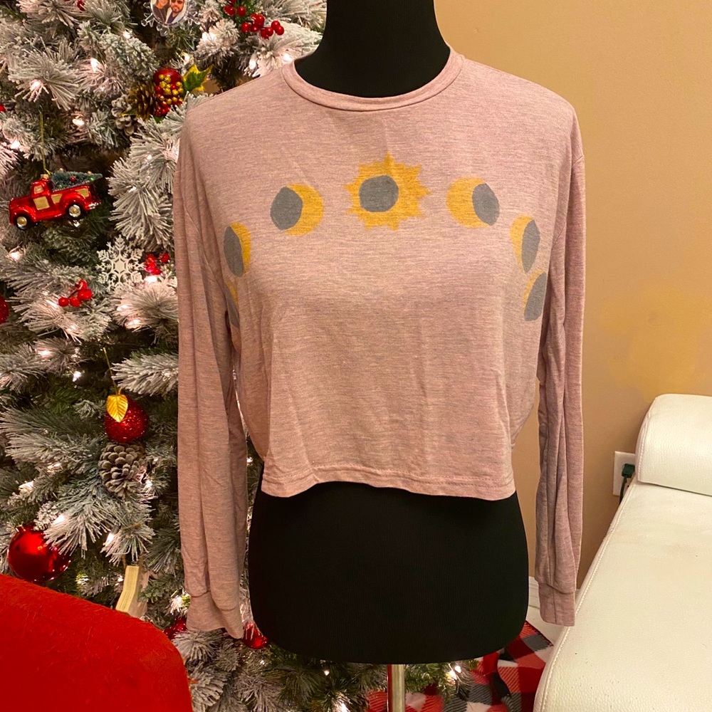 Long sleeve plum tee with phases of the moon
